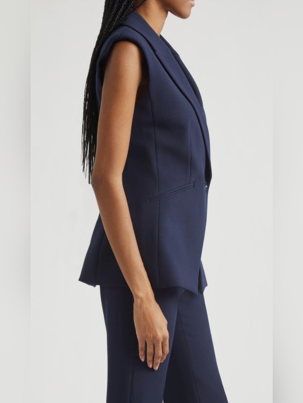 VERONICA BEARD Ciel Tailored Vest Womens Size 8 Navy Blue Sleeveless Blazer - Picture 3 of 6